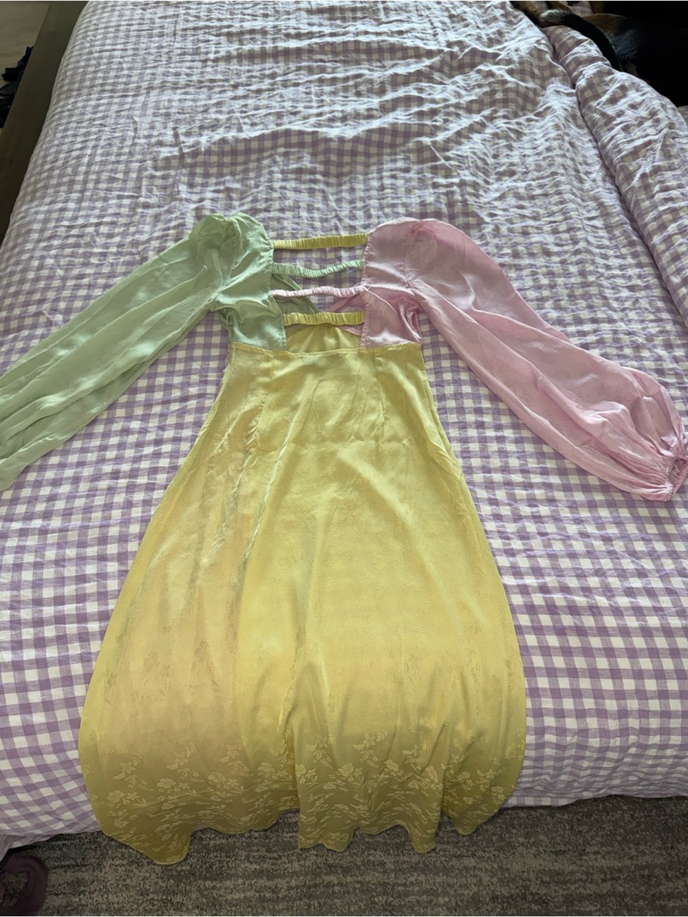 ASOS Design Pastel Colorblock Maxi Dress in Yellow, Pink & Mint - Picture 2 of 3